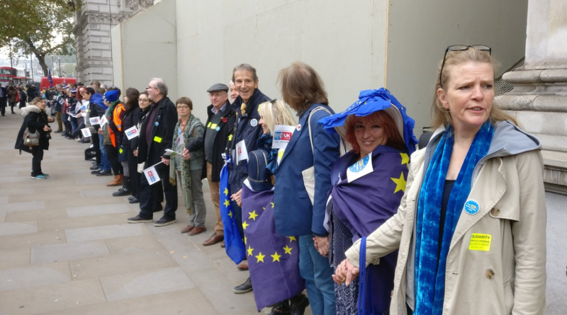Human chain in Westminster, London.